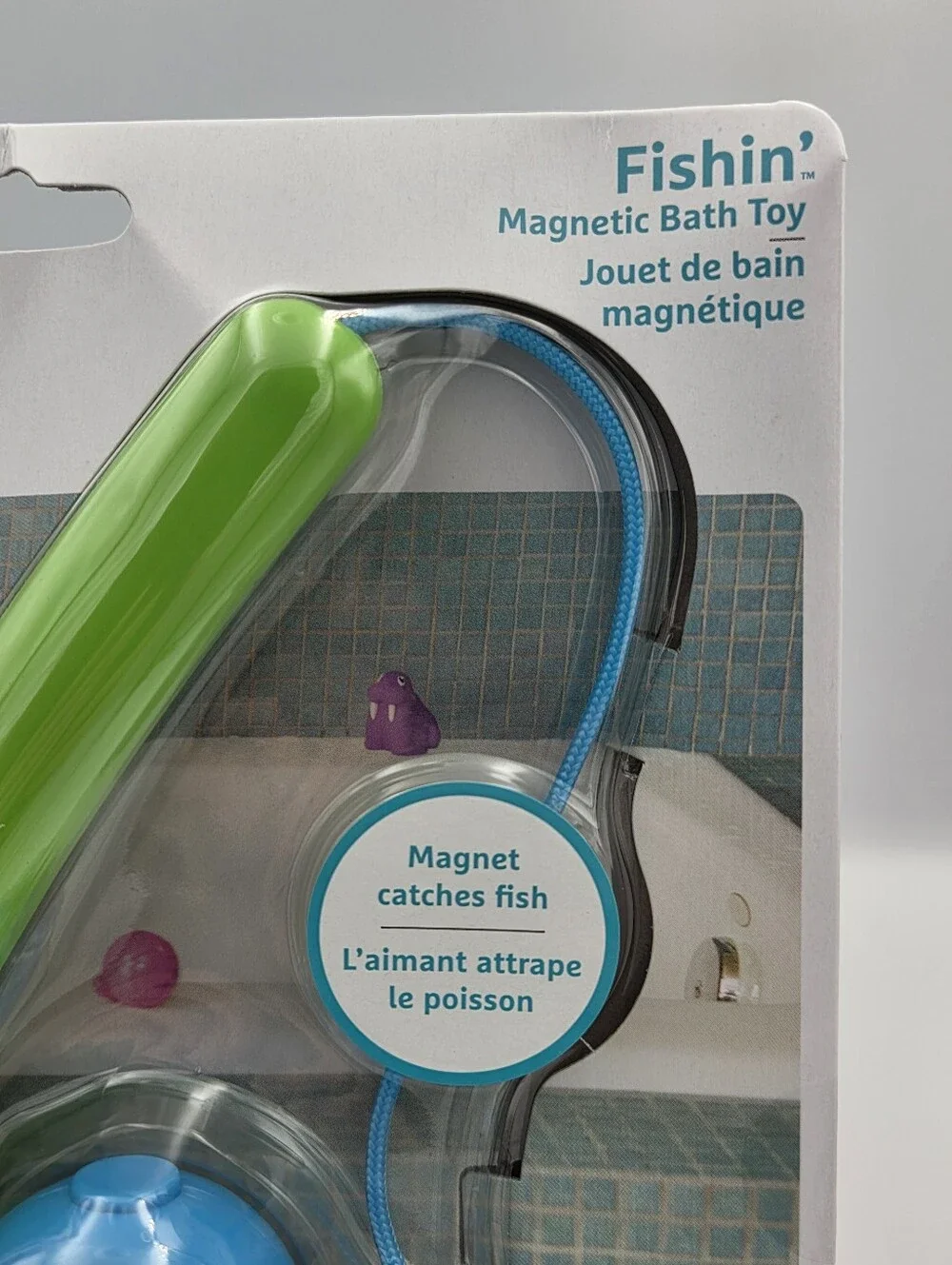 Munchkin Bright Green Magnetic Fishing Bath Toy Set with Colorful Floaters NWT
